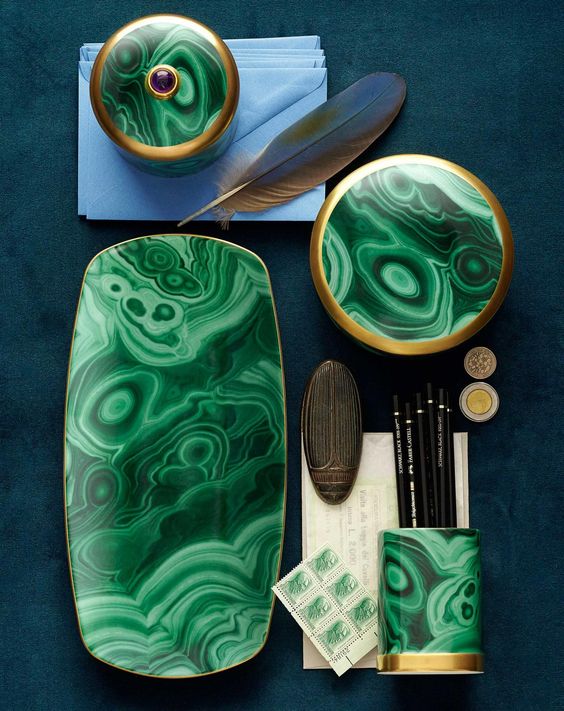 objets ecriture malachite